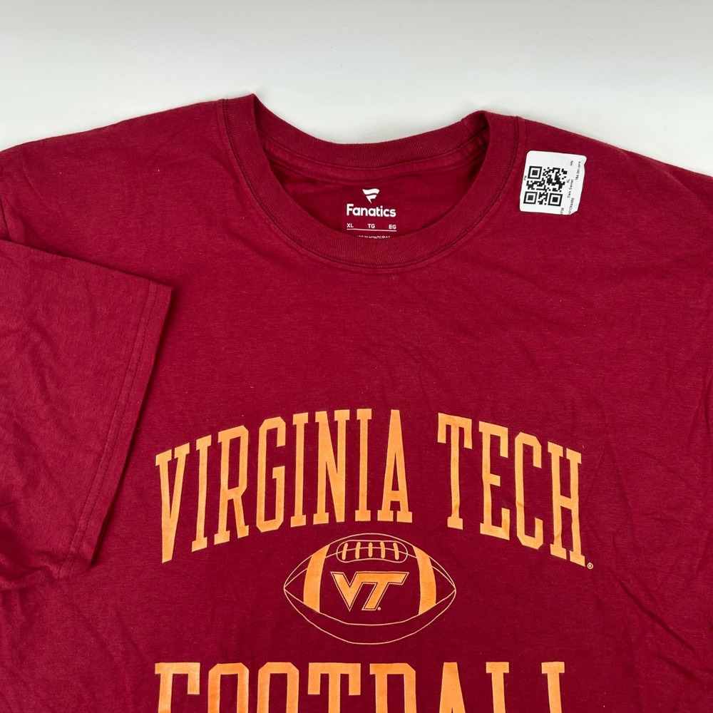 Fanatics Virginia Tech Football T-Shirt Mens XL Maroon VT Hokies NCAA Tee